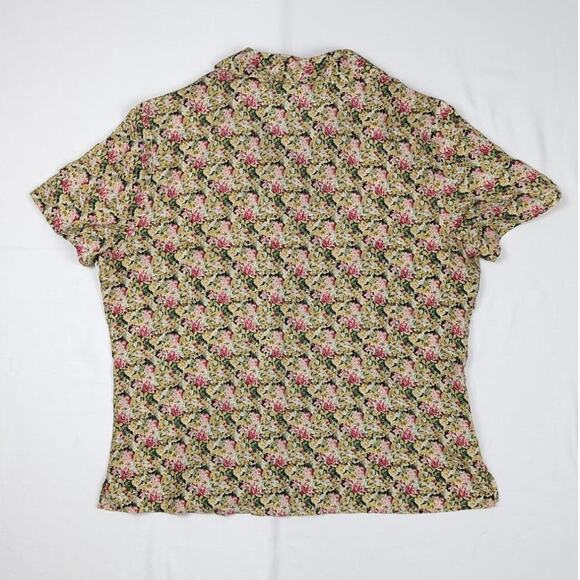 Vintage Floral Silk Short Sleeve Button-Up - Picture 2 of 5